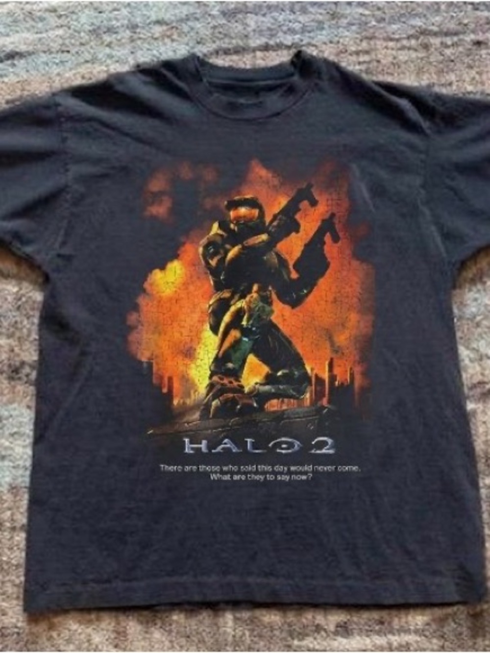 Gildan Black Halo 2 Graphic Tee with Orange & Yellow Artwork